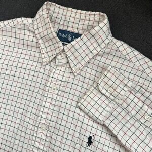 Ralph Lauren Classic Fit Men's M Blue Red White Plaid Button Down Long Sleeve